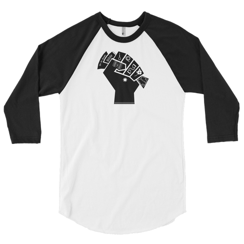 Black Power Fist; 3/4 sleeve raglan shirt