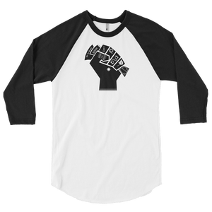 Black Power Fist; 3/4 sleeve raglan shirt
