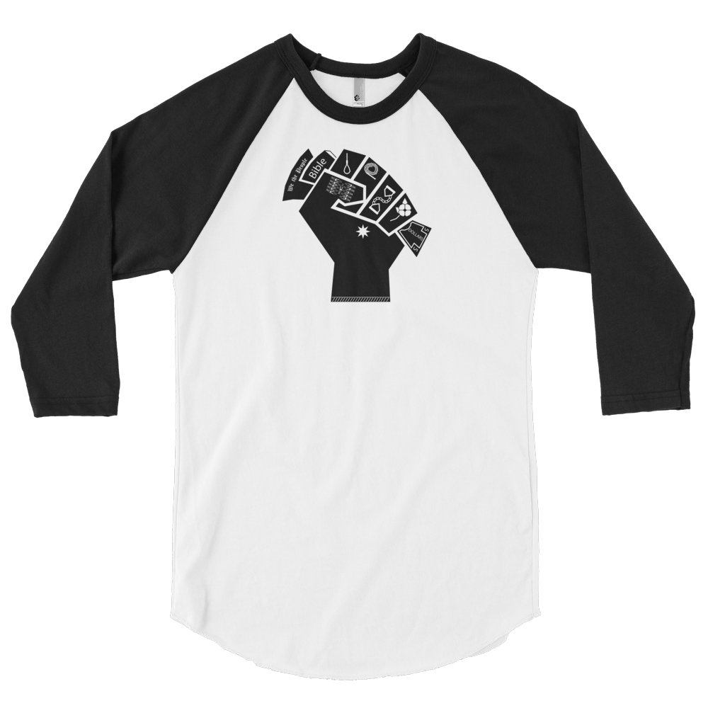 Black Power Fist; 3/4 sleeve raglan shirt